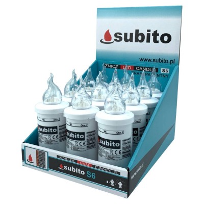 Wkłady do zniczy LED Subito S6 12 sztuk białe