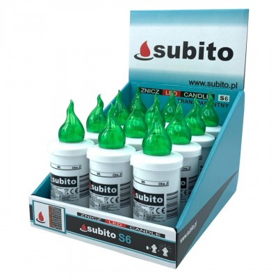 Wkłady do zniczy LED Subito S6 12 sztuk zielone