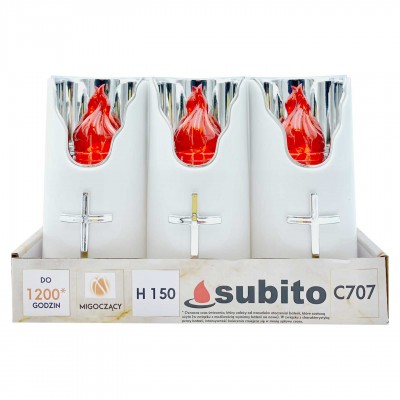 Subito C707 H150 LED candle inserts, 6 pieces, silver and red