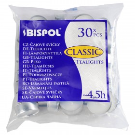 Bispol Classic candle tealights, bag 4.5h, 30 pieces