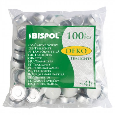 Čajové svíčky Bispol Deko, sáček 4h, 100 kusů