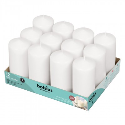 Bolsius pillar candles 120/58mm white, 12 pieces