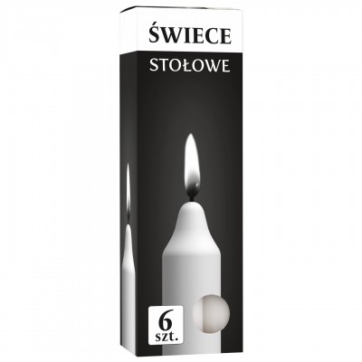 Stolní svíčky Bispol 190/20 6h, 6 kusů, bílé