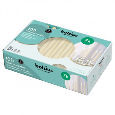 Stolní svíčky Bolsius Spitzer 240/23, 100 kusů, krém
