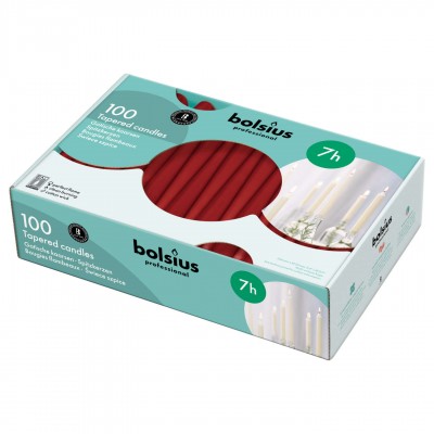 Stolní svíčky Bolsius Spitzer 240/23, 100 kusů, vínové