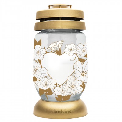 Svíčka Lucerna BOLSIUS 3S 18 Zlaté srdce 22,5cm 36h 1ks.