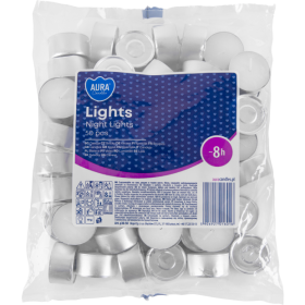 Bispol Night candle tealights, bag 8h, 50 pieces