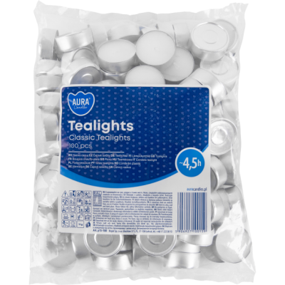 Sviečkové čajové sviečky Bispol Classic, vrecúško 4,5h, 100 kusov