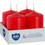 Świece pieńkowe walce BISPOL Aura sw40/60-030 (czerwone) ~7h 4szt.