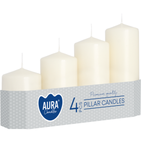 Pilířové svíčky odměrné válce BISPOL Aura sw50/4-011 (ecru) 4 ks.