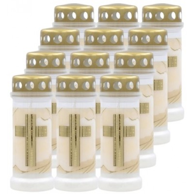 Filled plastic grave lights BOLSIUS NR 6L Cross 17cm ~70h 12pcs.