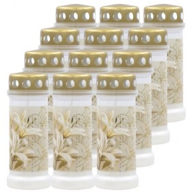 Filled plastic grave lights BOLSIUS NR 6L Lilia 17cm ~70h 12pcs.
