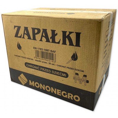 MONONEGRO krátké zápalky 1000 krabic (1000 x ~38ks.) 44mm