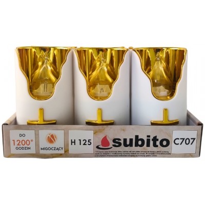 Wkłady do zniczy LED Subito C707 H125 6 sztuk złoto-biały