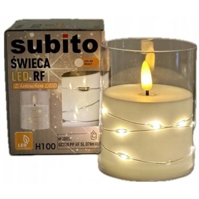 Świeca LED z łańcuchem LED SUBITO GC710 H100 biała (365)