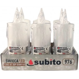 LED třpytivá svíčka SUBITO C502 H145 studená bílá (976) 6 kusů