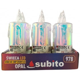 LED glitter candle SUBITO C502 H145 OPAL cold white (978) 6 pieces
