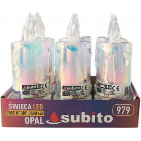 LED glitter candle SUBITO C502 H145 OPAL warm white (979) 6 pieces