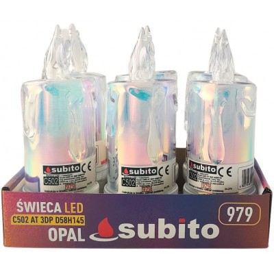 Świeca brokatowa LED SUBITO C502 H145 OPAL biała ciepła (979) 6 sztuk