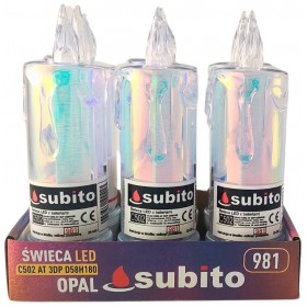 LED třpytivá svíčka SUBITO C502 H180 OPAL teplá bílá (981) 6 kusů