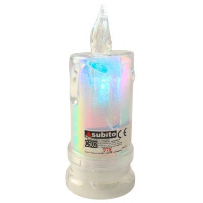 Świeca brokatowa LED SUBITO C502 H145 OPAL biała zimna (978) 1 sztuka