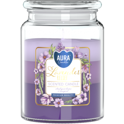 Vonná svíčka BISPOL Aura snd99t-385 (Levandulový reliéf) ~100h