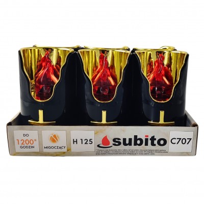Subito C707 H125 LED candle inserts 6 pieces black gold-red (479)