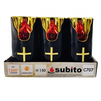 Subito C707 H150 LED candle inserts 6 pieces black gold-red (486)