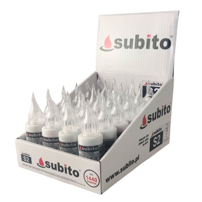 Wkłady do zniczy LED Subito S2 24 sztuki białe