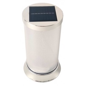 Znicz solarny LED SUBITO (S082) srebrny/biały ciepły 16 cm