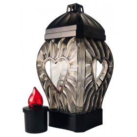 Lampion GLAMOUR serce małe 3D + wkład LED SUBITO Comet czarny/czerwony