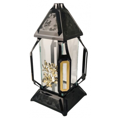 KORTE kaplnková sviečka veľká ľalia čierna/zlatá 41 cm