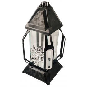 Znicz kapliczka KORTE duży lilia czarny/srebro 41cm