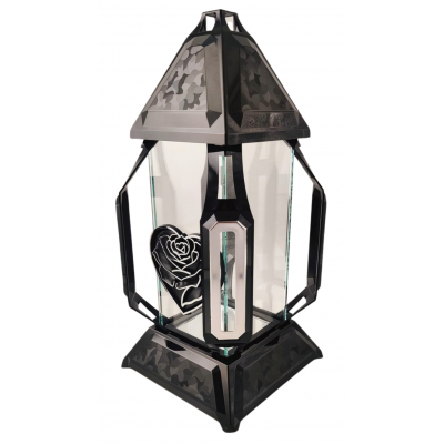 KORTE kaplová svíčka velká srdce z Ederu černá/stříbrná 41cm