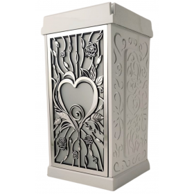 Znicz kapliczka FERMO duży + solar VESTINA biały/srebro 30cm