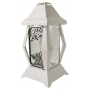 VERSO small chapel candle, white/silver flowers, 30cm