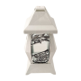 VERSO small chapel candle, white/silver flowers, 30cm
