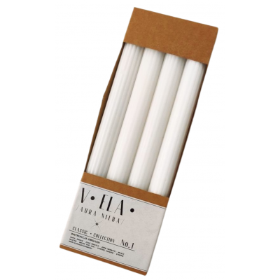 Stolové sviečky RAK (09216) VELA Pencil 22/230 biele ~8h 4ks.