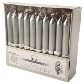 RAK table candles (07257) Home & Style 20/170 silver metallic ~6h 30pcs.