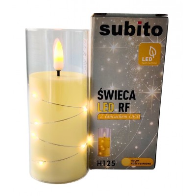 LED candle with LED chain SUBITO GC711 D55H125 ivory (266)