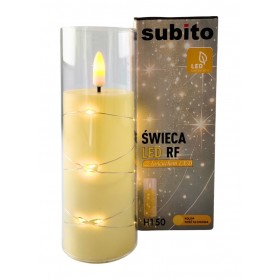 LED candle with LED chain SUBITO GC711 D55H150 ivory (267)