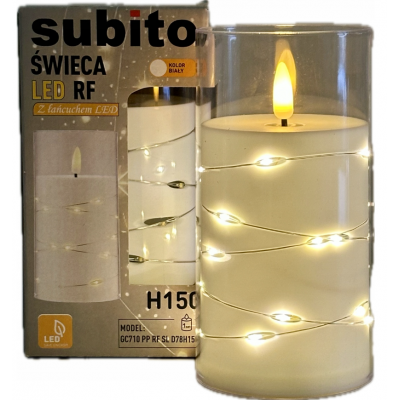 Świeca LED z łańcuchem LED SUBITO GC710 D78H150 biała (314)