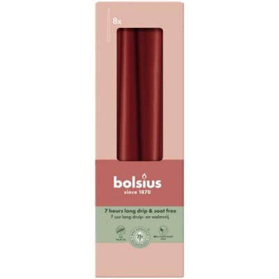BOLSIUS table candles Szpica 245/24 (burgundy) ~7h 8pcs.