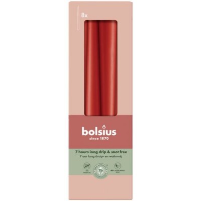 BOLSIUS Szpica table candles 245/24 (red) ~7h 8 pcs.