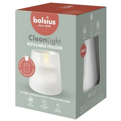 Candlestick + unscented candle BOLSIUS CleanLight ~20h