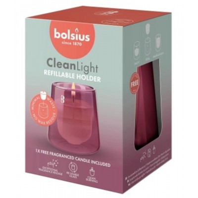 Svietnik + vonná sviečka Cédrové drevo a Vetiver BOLSIUS CleanLight ~20h