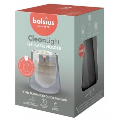 Svietnik + vonná sviečka Cyprus a jantár BOLSIUS CleanLight ~20h