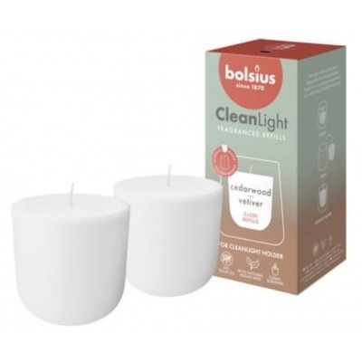 Vonné sviečky do svietnika BOLSIUS CleanLight ~20h Cédrové drevo Vetiver 2 ks.