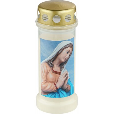 Plastová sviečka naplnená vodou BOLSIUS č. 6 Mária Modlitba 17cm ~70h
