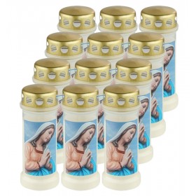 Znicze plastikowe zalewane BOLSIUS NR 6 Maria Modlitwa 17cm ~70h 12szt.